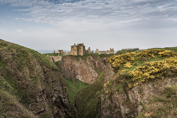 Fototapeta na wymiar Landscape with Dunnottar Castle near Aberdeen.