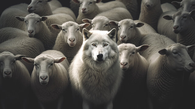 A wolf among the sheep. Concept of one who poses a threat, one who has infiltrated a group under the guise of righteousness.