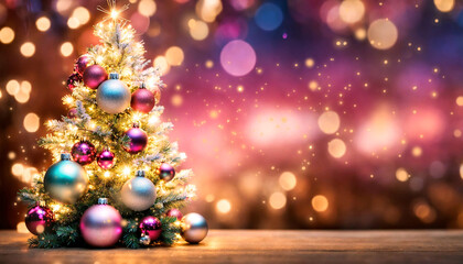 Obraz na płótnie Canvas Christmas tree with bokeh background. Christmas and New Year background.
