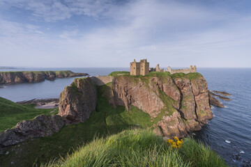 Landscape with Dunnottar Castle near Aberdeen.