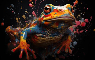 jadowita żaba w kolory świata na tło na tapetę,  - obrazy, fototapety, plakaty