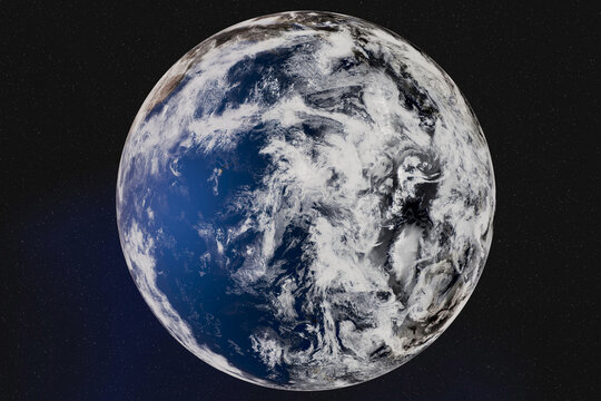 Planet Earth in outer space. Science fiction 3D rendered illustration. Elements of this image were furnished by NASA