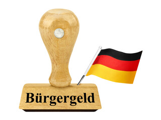 Deutscher Stempel mit Bürgergeld und  Flagge schwarz rot gold   Hintergrund transparent PNG cut out