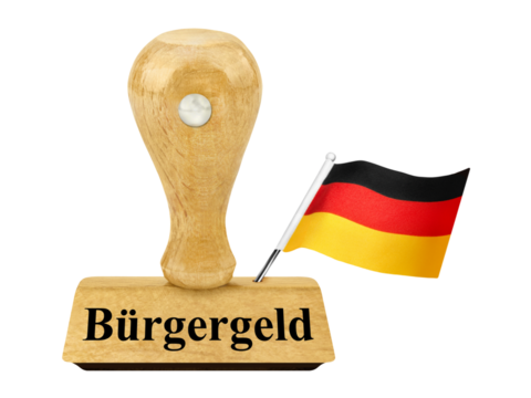 Deutscher Stempel mit Bürgergeld und  Flagge schwarz rot gold   Hintergrund transparent PNG cut out - Powered by Adobe