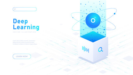 Deep learning white poster vector