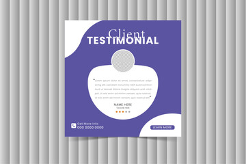 client feedback social media post banner. Customer feedback testimonial social media post web banner template. client testimonials social media post banner design template.
