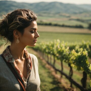 portrait of a woman on a vineyard
