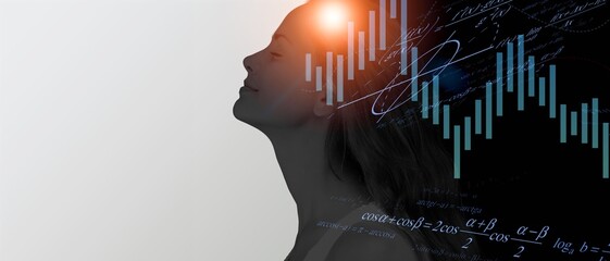 Profile of woman  with financial technology Artificial intelligence.