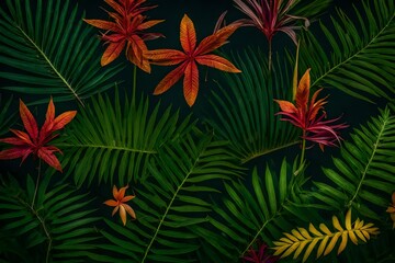 Unique island plant species with vivid colors and intricate details