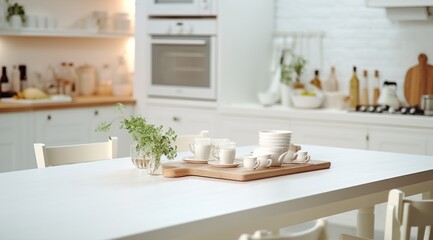 Obraz na płótnie Canvas white dining kitchen tables isolated on white