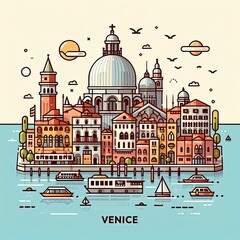 Obraz premium vector illustration of venice