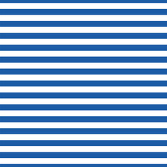 Striped background with horizontal straight blue and white stripes. Seamless and repeating pattern. Editable vector illustration.