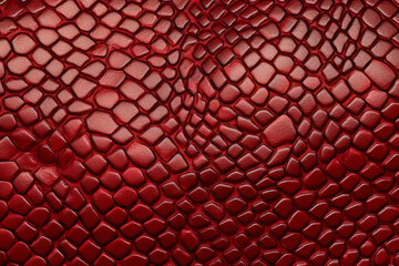 A close up details texture of a snake skin pattern in red color, realistic wallpaper, Generated by AI