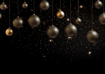 Fototapeta na wymiar Christmas gold balls hang on a black background. 