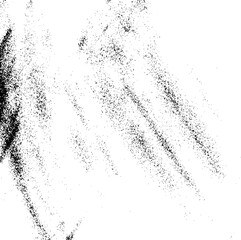 Monochrome texture composed of irregular graphic elements. Distressed uneven grunge background. Abstract vector illustration. Overlay for interesting effect and depth. Isolated on white background.