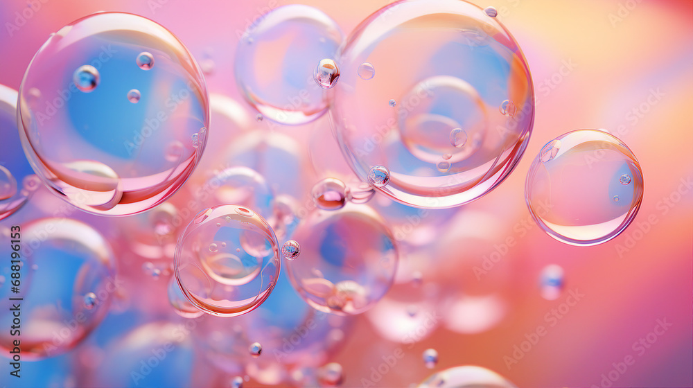 Poster Playful Patterns of Floating Soap Bubbles Background