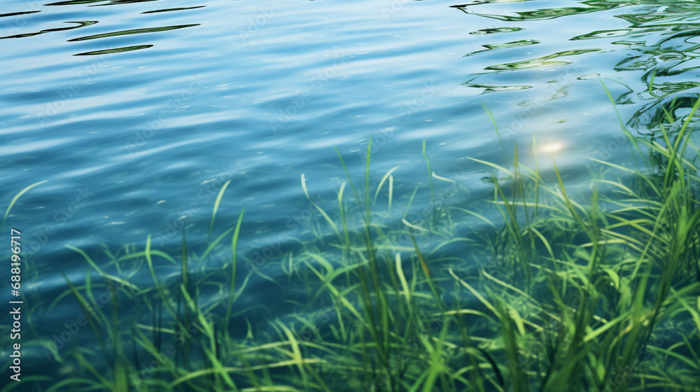Aufkleber subtle ripples on the surface of a tranquil pond at sunrise background