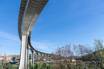 Peso da Régua, Portugal-October 1, 2022; Low angle view of the Ponte Miguel Torga bridge on the...