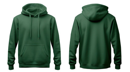 Green hooded sweatshirt mockup set, cut out - obrazy, fototapety, plakaty