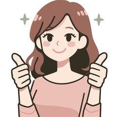 Young woman with thumbs up gesture as a bad sign vector illustrations on white background