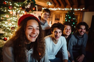 Naklejka premium Celebrating Christmas with friends
