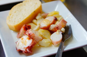 octopus tapas in spanish pub