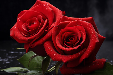 red rose with water droplets