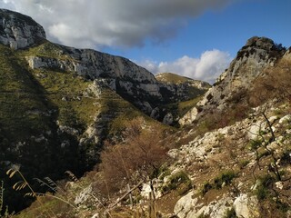 Cava Grande del Cassibile is a nature reserve located in the south-eastern part of Sicily, Italy. landscape in the mountains