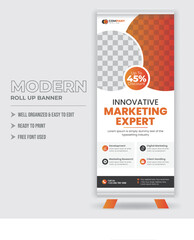 Fototapeta premium Business Roll-Up Banner Stand Poster, pull-up design, modern x-banner, rectangle size.