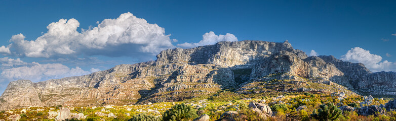  low angle view looking up of table mountain ,cape town, western province, south africa, africa