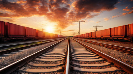 Fototapeta premium Railroad and freight trains