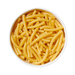 Macaroni noodle in bowl isolated on white background