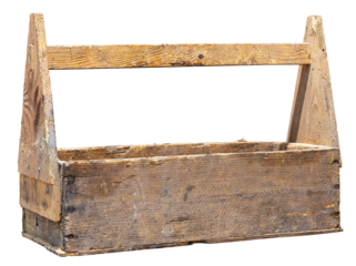 Old wooden tool chest on isolated background.