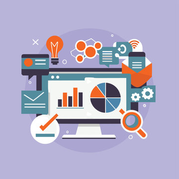 2d vector illustration web technologies, infograph presentation