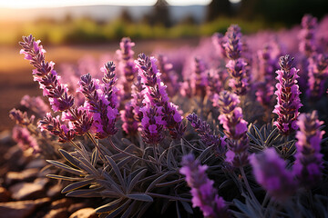 depth of field shot of perennial lavender plants