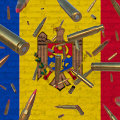Falling Bullets in front of Moldova flag