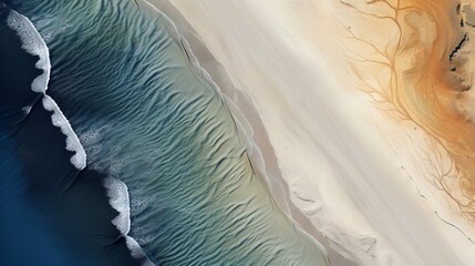 drone photography, sandy beach, aerial view, copy space, 16:9