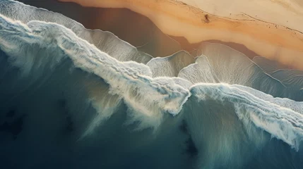 Zelfklevend Fotobehang drone photography, sandy beach, aerial view, copy space, 16:9 © Christian