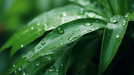 leaf with dew drops || water drops on a green leaf