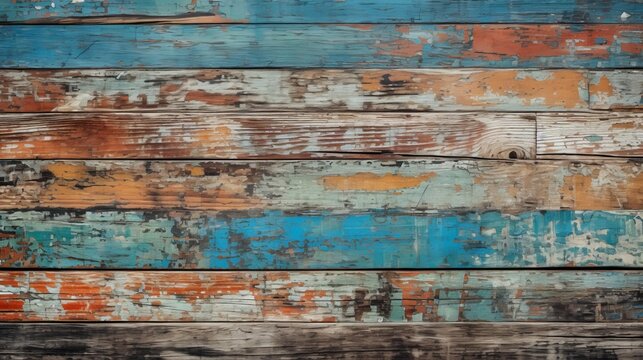 texture of vintage wood boards with cracked paint, copy space, 16:9