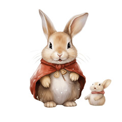 Obraz premium cute bunny rabbit clipart, winter rabbit transparent pngs printable watercolor, cute rabbit digital download