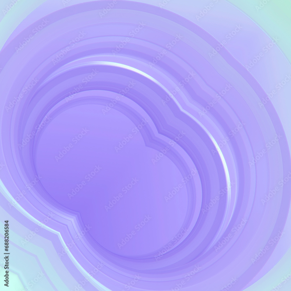 Fototapete close-up of abstract object of rich purple color with rounded shape. 3d rendering digital illustrati