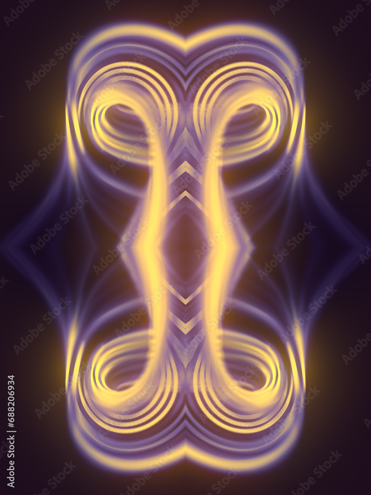 Poster Bright and dynamic wave digital illustration of multicolored lines. 3d rendering background