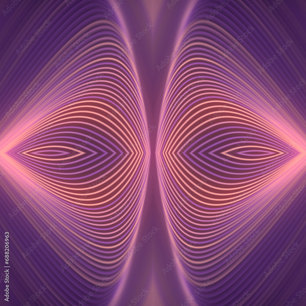 Leinwandbilder Abstract symmetrical background with a combination of pink and magenta curved lines. 3d rendering digital illustration