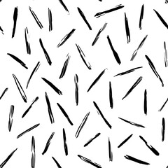 Aesthetic Contemporary printable seamless pattern with abstract line, dot, shape brush stroke in black and white colors. Boho background in minimalist style vector Illustration for wallpaper fabric