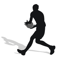 Basketball, black silhouette of an athlete basketball player with a ball