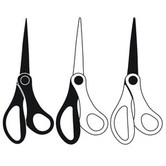 Sketch drawing of metal scissors silhouette