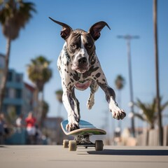 Skateboarding Great Dane at Venice Beach Captured with Canon EOS 5D Mark IV