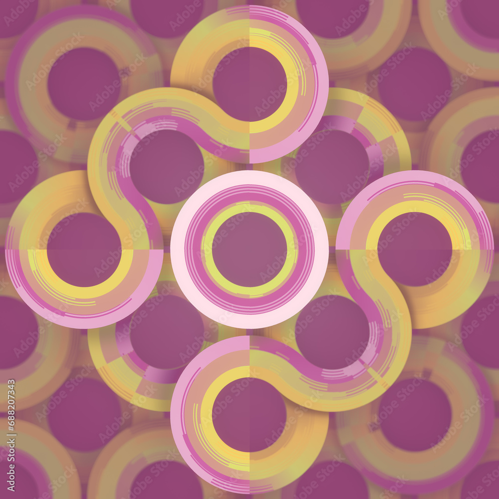 Aufkleber Abstract design that resembles a flower made of circles in an eye-catching pattern. 3d rendering digital illustration