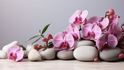 The embodiment of tranquility: orchids and stones.
